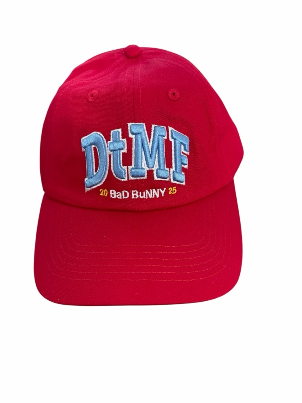 DTMF x Bad Bunny Red Embroidered Cap. Original merch.